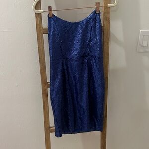Superdown Sparkling Blue Pencil Skirt